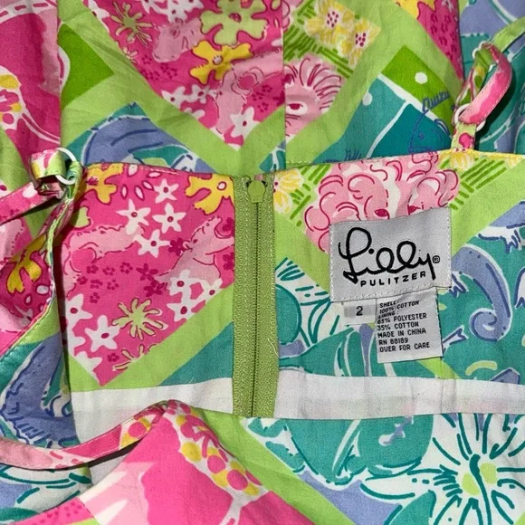 Lilly Pulitzer Colorful Patchwork Sundress - Pink, Green, Aqua - Picture 3 of 4